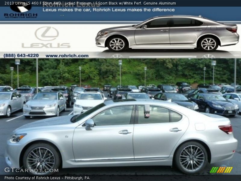 Liquid Platinum / F Sport Black w/White Perf. Genuine Aluminum 2013 Lexus LS 460 F Sport AWD
