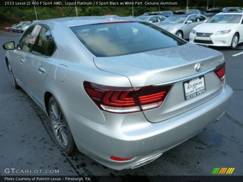 Liquid Platinum / F Sport Black w/White Perf. Genuine Aluminum 2013 Lexus LS 460 F Sport AWD