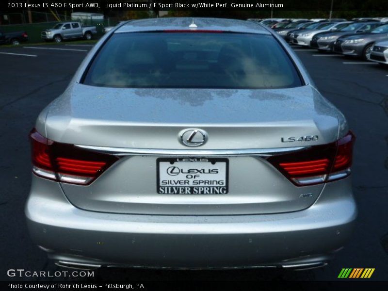 Liquid Platinum / F Sport Black w/White Perf. Genuine Aluminum 2013 Lexus LS 460 F Sport AWD
