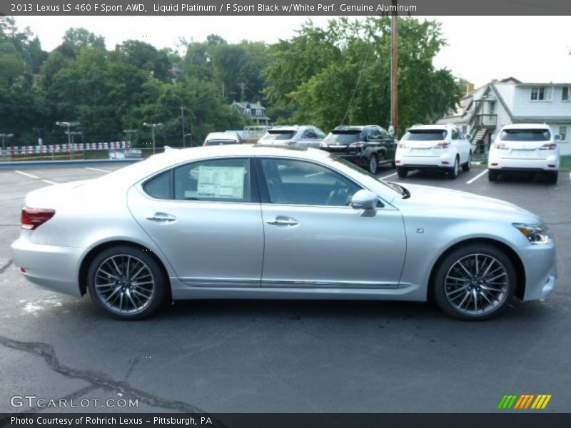 Liquid Platinum / F Sport Black w/White Perf. Genuine Aluminum 2013 Lexus LS 460 F Sport AWD