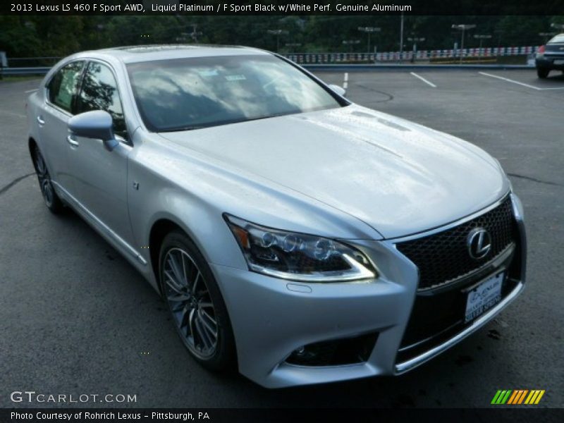 Liquid Platinum / F Sport Black w/White Perf. Genuine Aluminum 2013 Lexus LS 460 F Sport AWD
