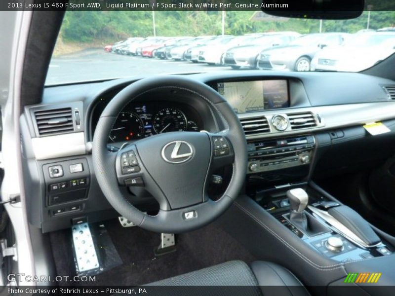 Liquid Platinum / F Sport Black w/White Perf. Genuine Aluminum 2013 Lexus LS 460 F Sport AWD