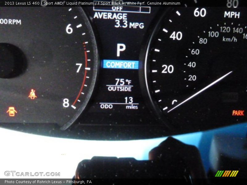 Liquid Platinum / F Sport Black w/White Perf. Genuine Aluminum 2013 Lexus LS 460 F Sport AWD