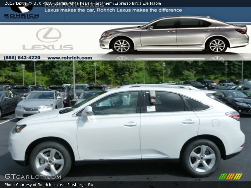 Starfire White Pearl / Parchment/Espresso Birds Eye Maple 2013 Lexus RX 350 AWD