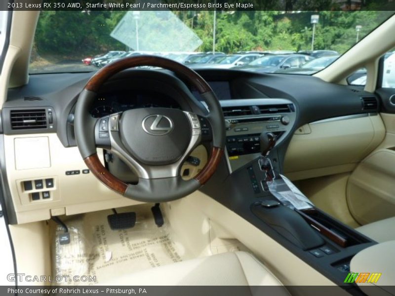 Starfire White Pearl / Parchment/Espresso Birds Eye Maple 2013 Lexus RX 350 AWD
