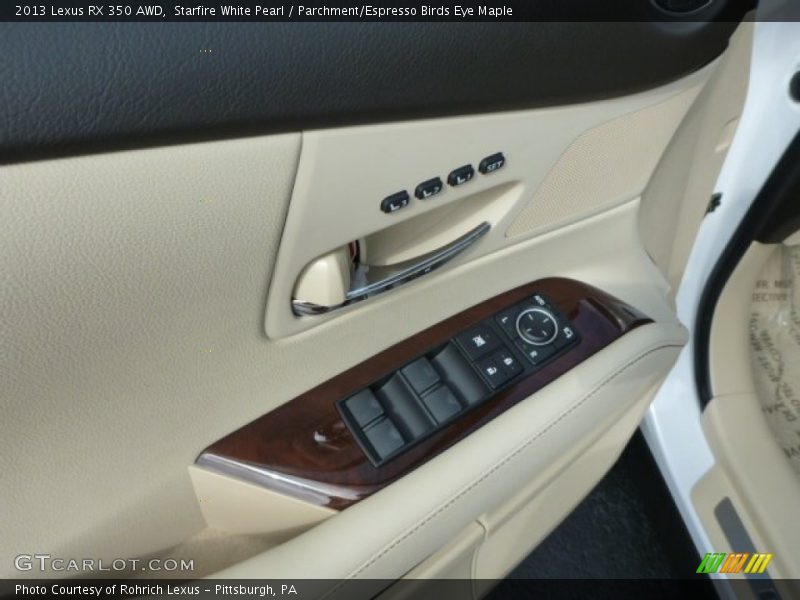Starfire White Pearl / Parchment/Espresso Birds Eye Maple 2013 Lexus RX 350 AWD