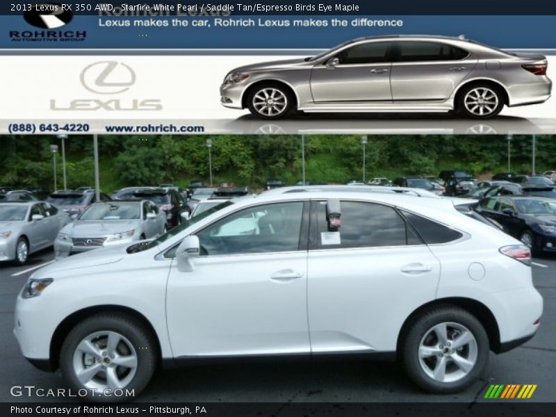 Starfire White Pearl / Saddle Tan/Espresso Birds Eye Maple 2013 Lexus RX 350 AWD