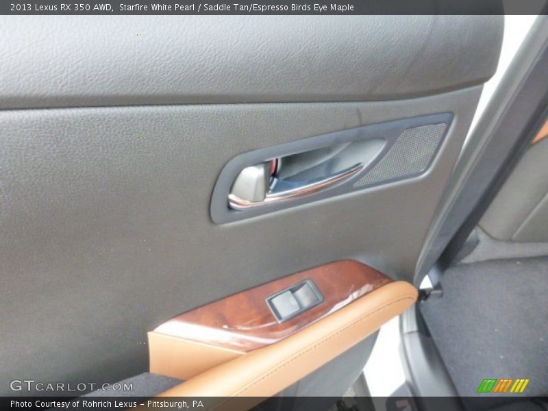 Starfire White Pearl / Saddle Tan/Espresso Birds Eye Maple 2013 Lexus RX 350 AWD