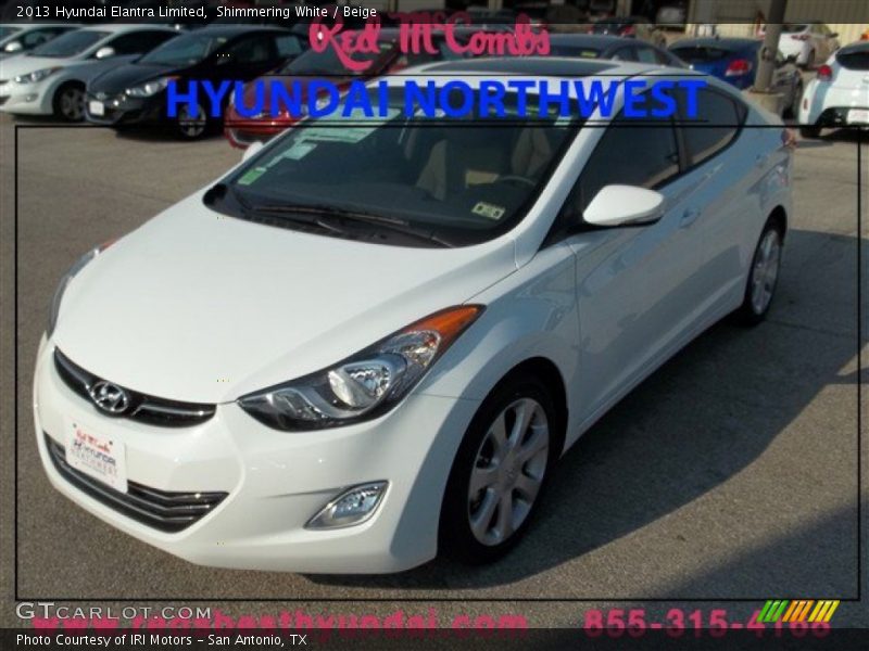 Shimmering White / Beige 2013 Hyundai Elantra Limited