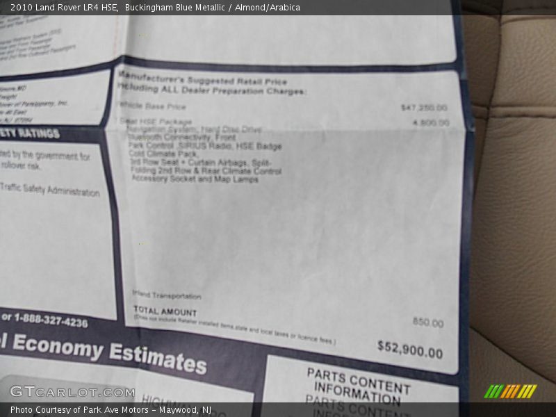 Buckingham Blue Metallic / Almond/Arabica 2010 Land Rover LR4 HSE