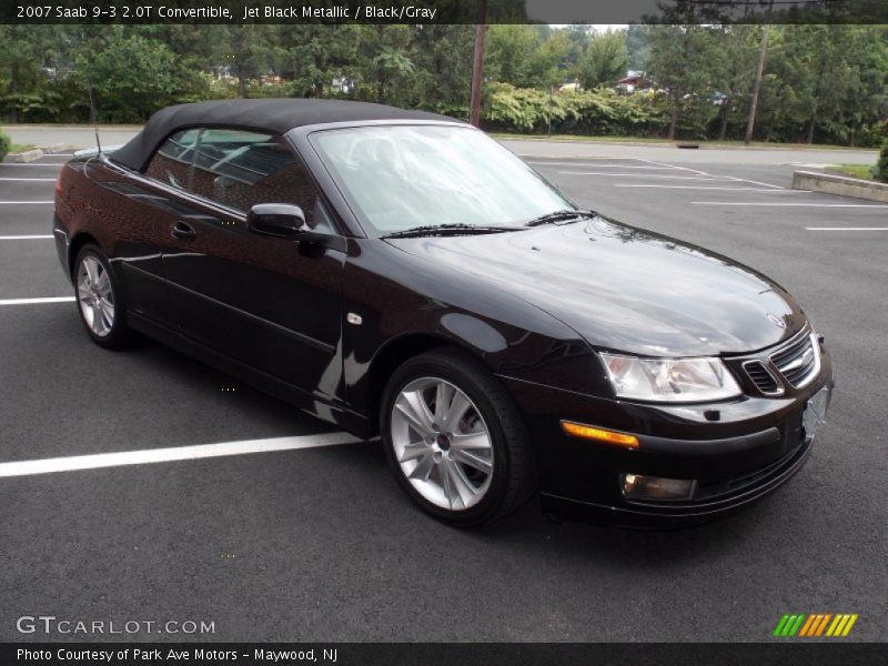 Jet Black Metallic / Black/Gray 2007 Saab 9-3 2.0T Convertible