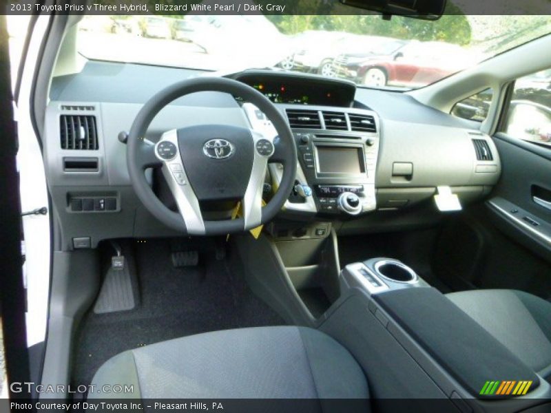Blizzard White Pearl / Dark Gray 2013 Toyota Prius v Three Hybrid