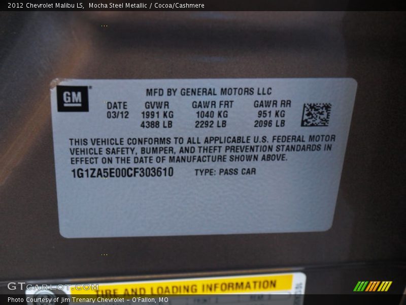 Mocha Steel Metallic / Cocoa/Cashmere 2012 Chevrolet Malibu LS