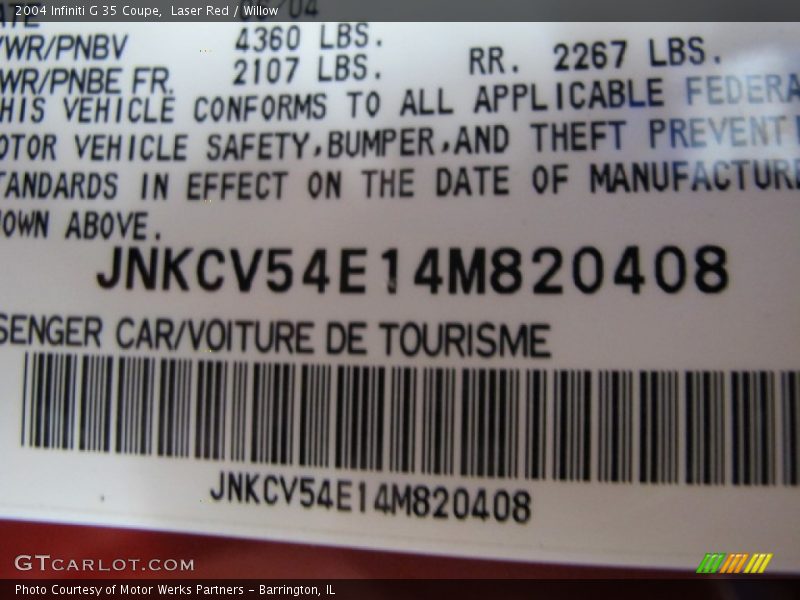 Laser Red / Willow 2004 Infiniti G 35 Coupe