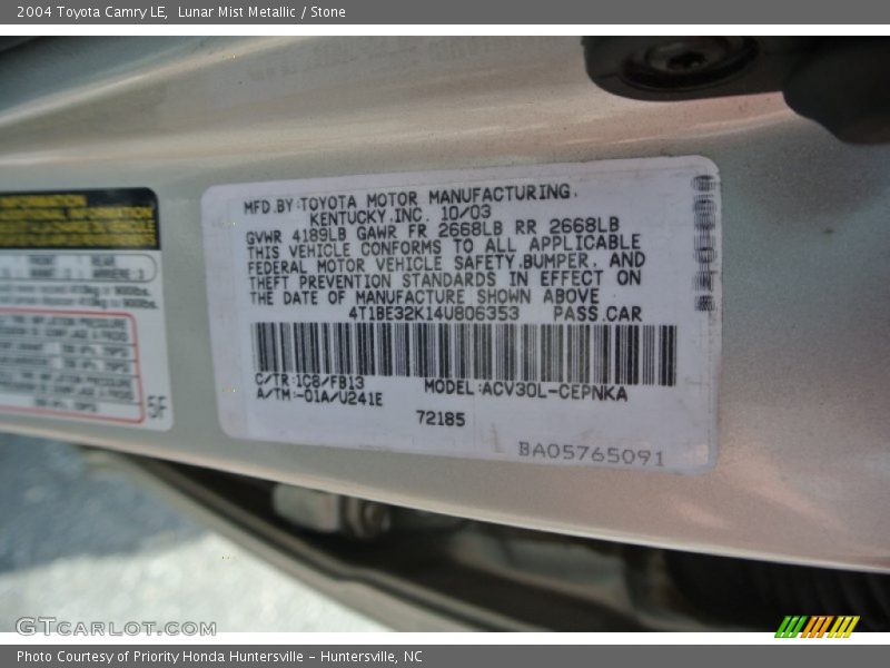 Lunar Mist Metallic / Stone 2004 Toyota Camry LE