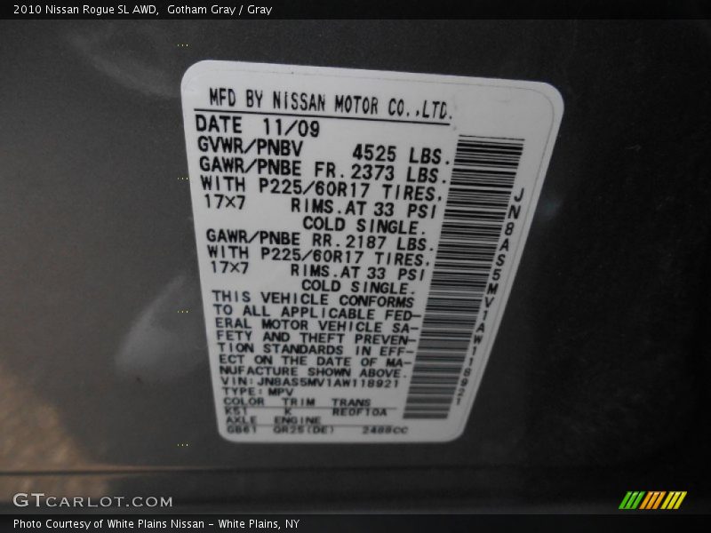 Gotham Gray / Gray 2010 Nissan Rogue SL AWD