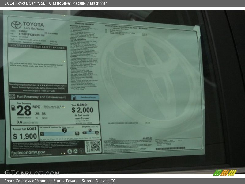 Classic Silver Metallic / Black/Ash 2014 Toyota Camry SE