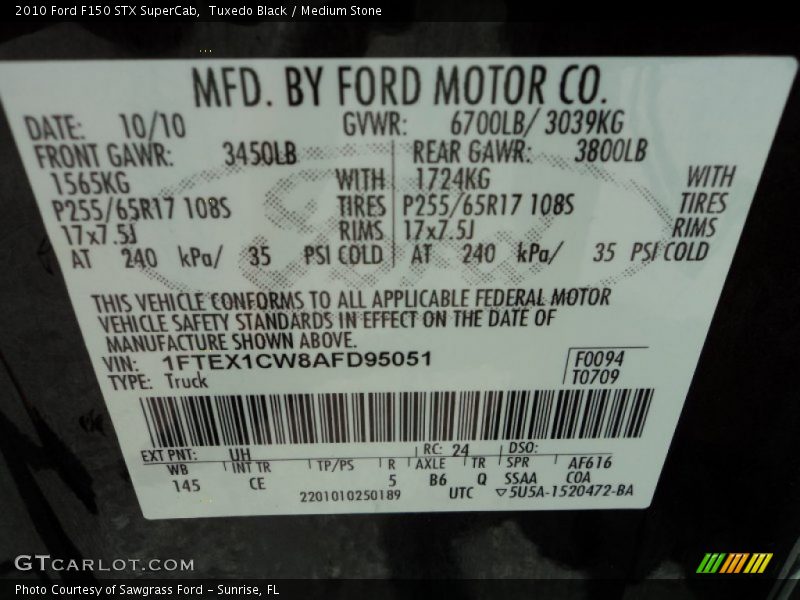 Tuxedo Black / Medium Stone 2010 Ford F150 STX SuperCab