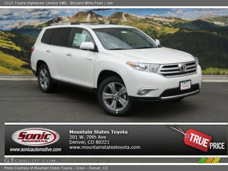 Blizzard White Pearl / Ash 2013 Toyota Highlander Limited 4WD