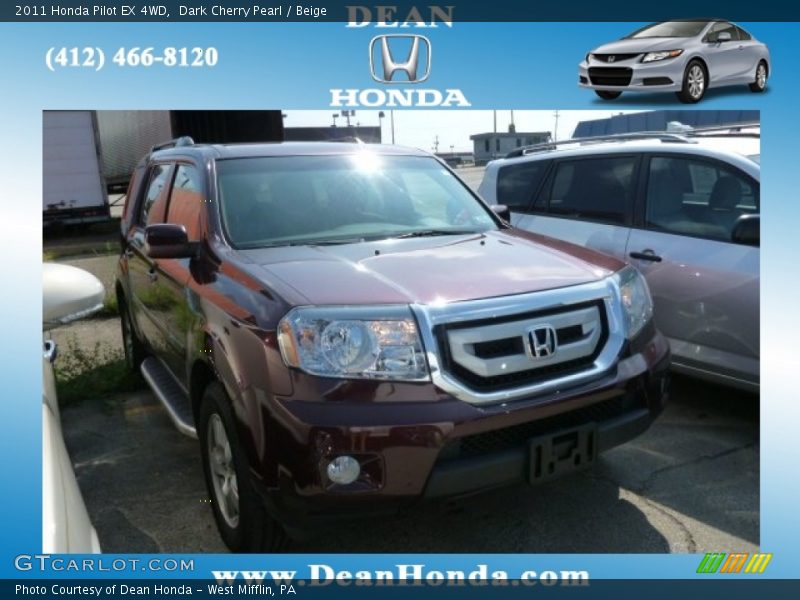 Dark Cherry Pearl / Beige 2011 Honda Pilot EX 4WD