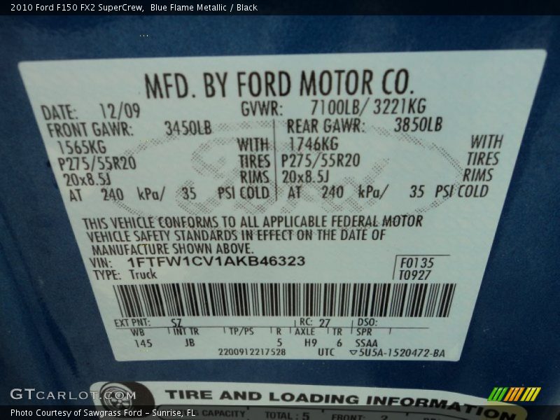 Blue Flame Metallic / Black 2010 Ford F150 FX2 SuperCrew