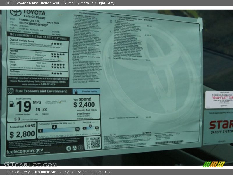 Silver Sky Metallic / Light Gray 2013 Toyota Sienna Limited AWD
