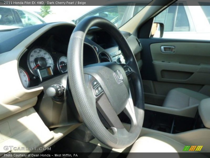 Dark Cherry Pearl / Beige 2011 Honda Pilot EX 4WD