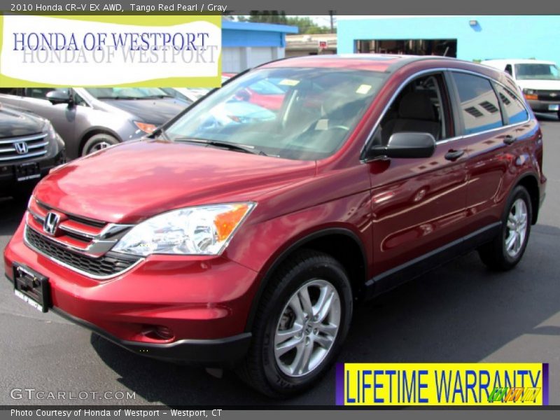 Tango Red Pearl / Gray 2010 Honda CR-V EX AWD