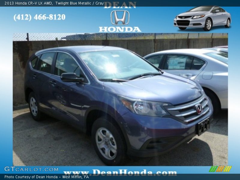 Twilight Blue Metallic / Gray 2013 Honda CR-V LX AWD