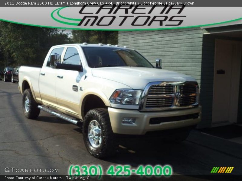 Bright White / Light Pebble Beige/Bark Brown 2011 Dodge Ram 2500 HD Laramie Longhorn Crew Cab 4x4