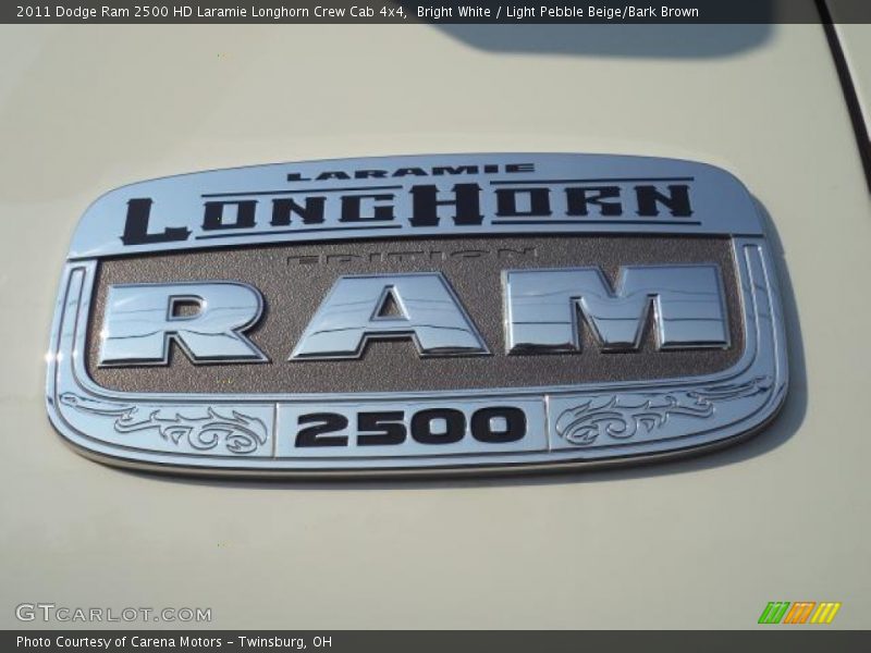 Bright White / Light Pebble Beige/Bark Brown 2011 Dodge Ram 2500 HD Laramie Longhorn Crew Cab 4x4