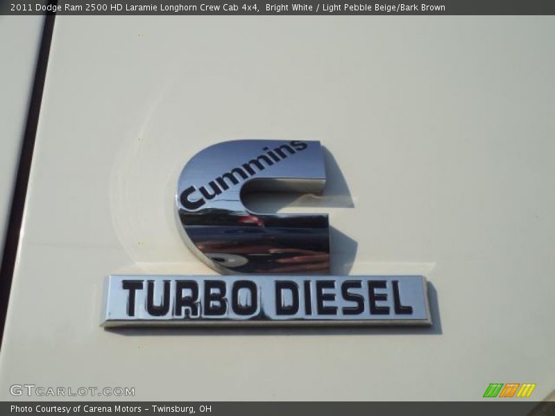 Bright White / Light Pebble Beige/Bark Brown 2011 Dodge Ram 2500 HD Laramie Longhorn Crew Cab 4x4