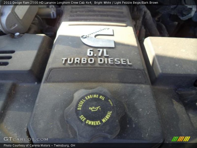 Bright White / Light Pebble Beige/Bark Brown 2011 Dodge Ram 2500 HD Laramie Longhorn Crew Cab 4x4
