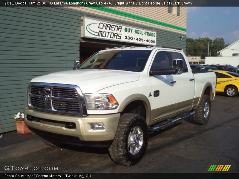 Bright White / Light Pebble Beige/Bark Brown 2011 Dodge Ram 2500 HD Laramie Longhorn Crew Cab 4x4