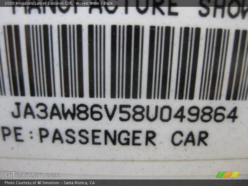 Wicked White / Black 2008 Mitsubishi Lancer Evolution GSR