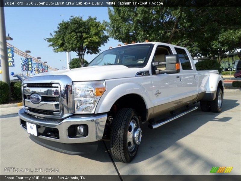 White Platinum Tri-Coat / Adobe 2014 Ford F350 Super Duty Lariat Crew Cab 4x4 Dually