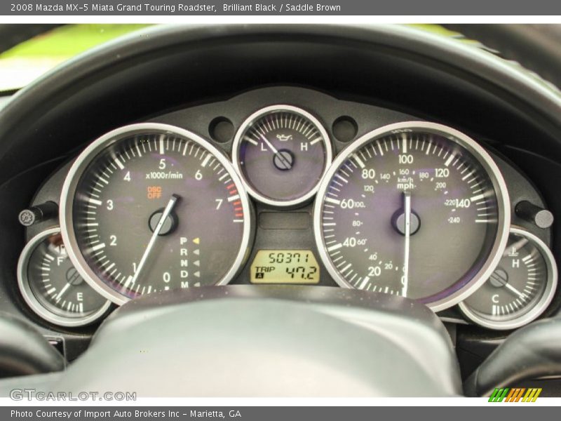 Brilliant Black / Saddle Brown 2008 Mazda MX-5 Miata Grand Touring Roadster