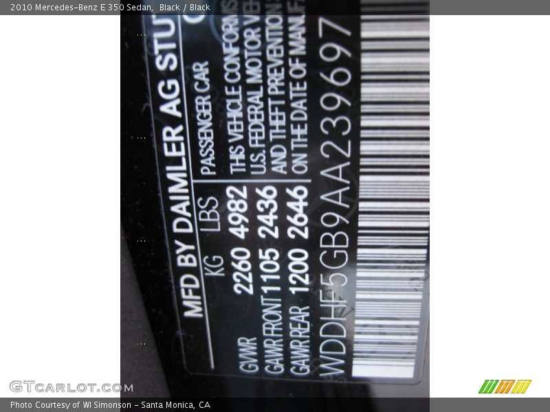 Black / Black 2010 Mercedes-Benz E 350 Sedan