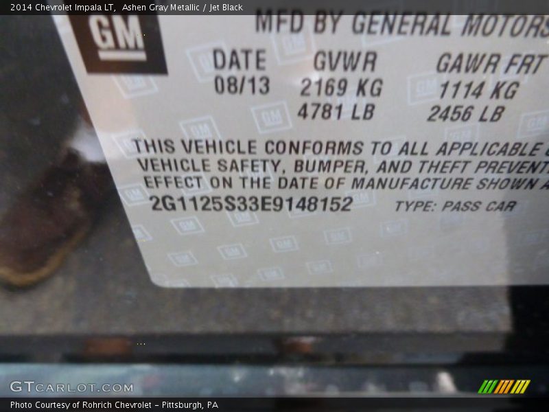 Ashen Gray Metallic / Jet Black 2014 Chevrolet Impala LT