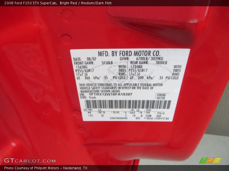 Bright Red / Medium/Dark Flint 2008 Ford F150 STX SuperCab