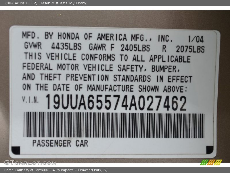 Desert Mist Metallic / Ebony 2004 Acura TL 3.2