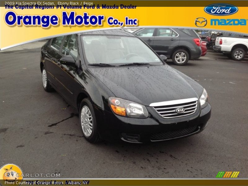 Ebony Black / Beige 2009 Kia Spectra EX Sedan
