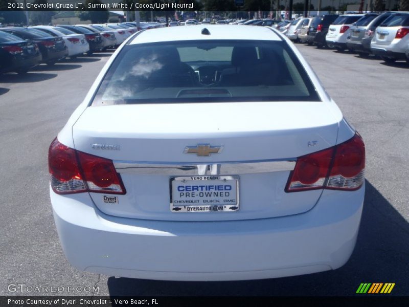 Summit White / Cocoa/Light Neutral 2012 Chevrolet Cruze LT