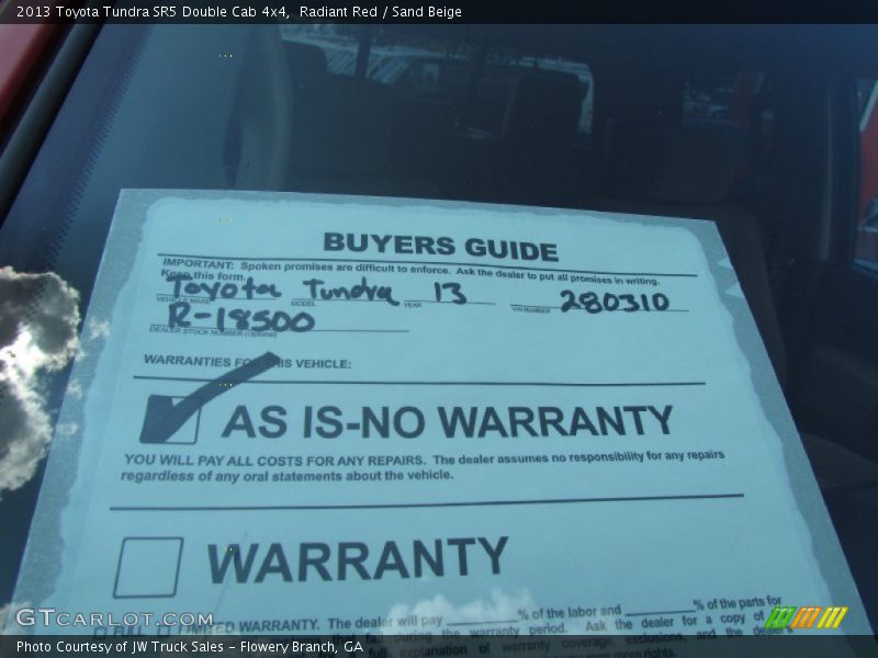Radiant Red / Sand Beige 2013 Toyota Tundra SR5 Double Cab 4x4