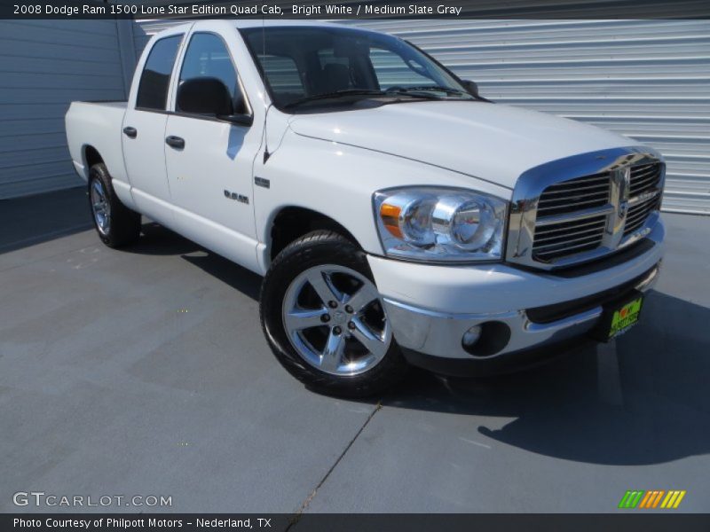 Bright White / Medium Slate Gray 2008 Dodge Ram 1500 Lone Star Edition Quad Cab