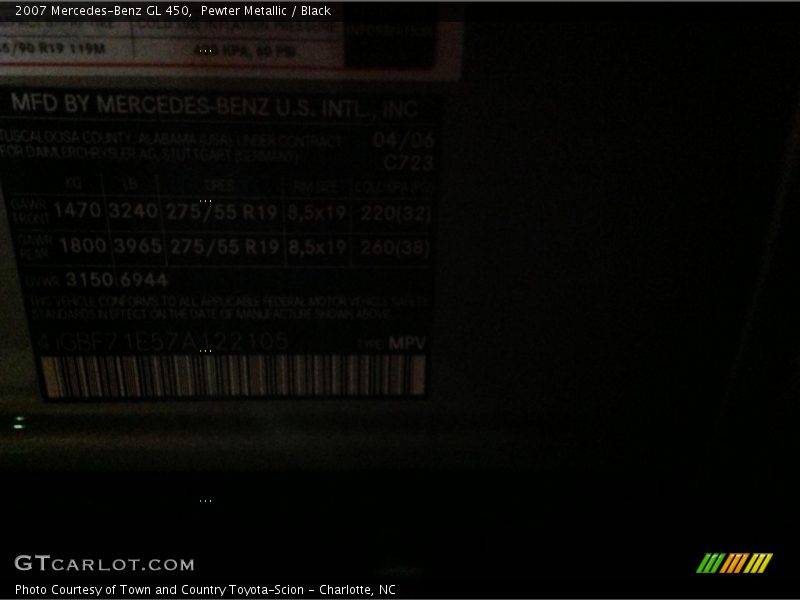 Pewter Metallic / Black 2007 Mercedes-Benz GL 450
