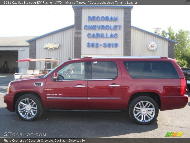 Infrared Tincoat / Cocoa/Light Linen Tehama Leather 2011 Cadillac Escalade ESV Platinum AWD