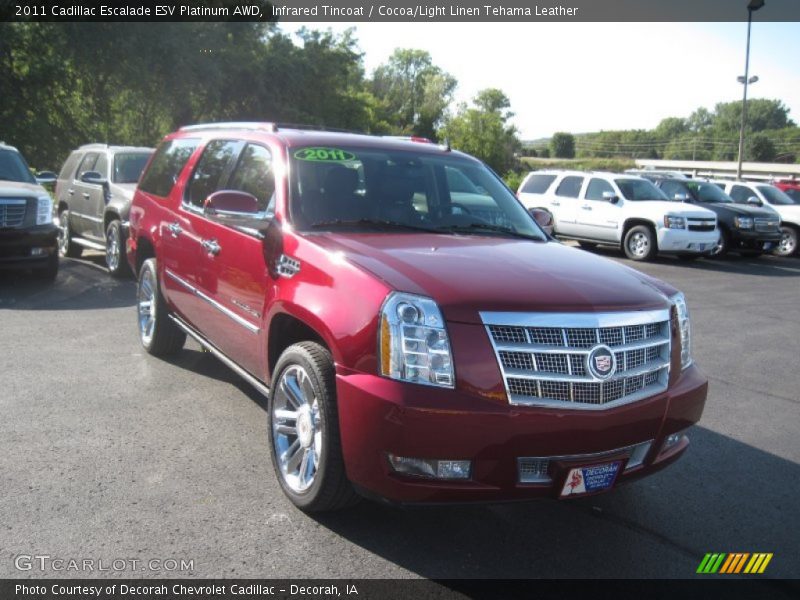 Infrared Tincoat / Cocoa/Light Linen Tehama Leather 2011 Cadillac Escalade ESV Platinum AWD
