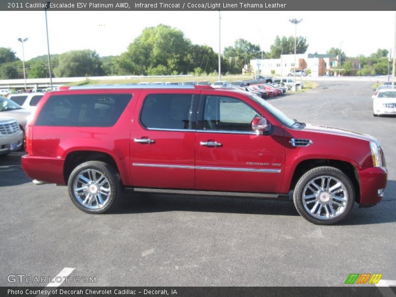 Infrared Tincoat / Cocoa/Light Linen Tehama Leather 2011 Cadillac Escalade ESV Platinum AWD