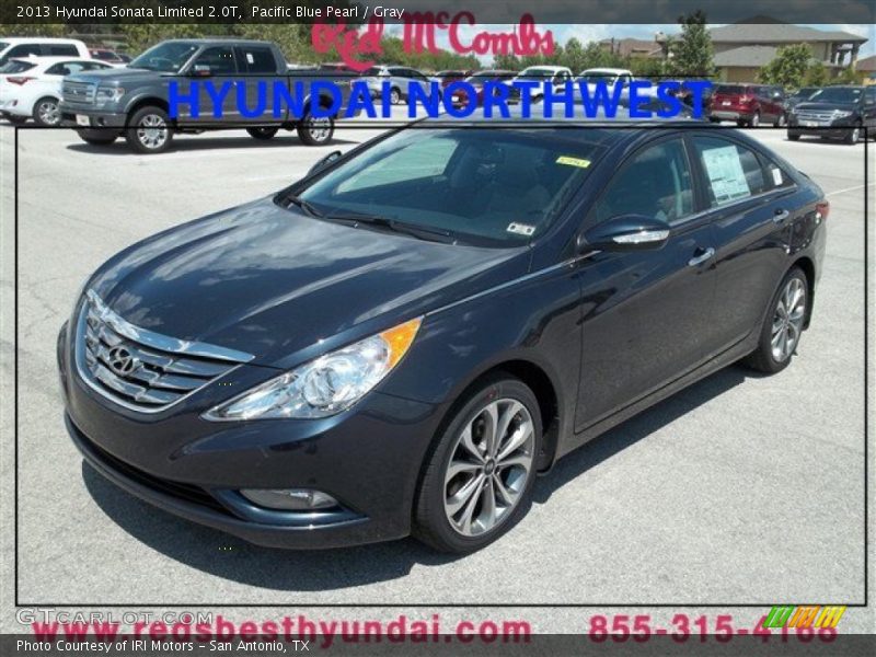 Pacific Blue Pearl / Gray 2013 Hyundai Sonata Limited 2.0T
